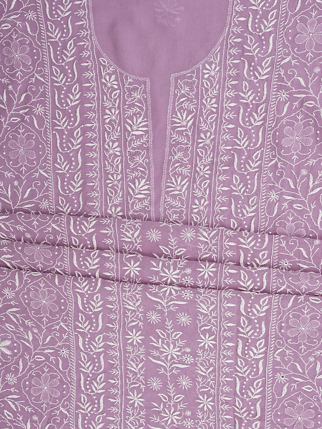 Ada Hand Embroidered Mauve Viscose Georgette Lucknowi Chikankari Unstitched Kurta Dupatta Set 01A873600