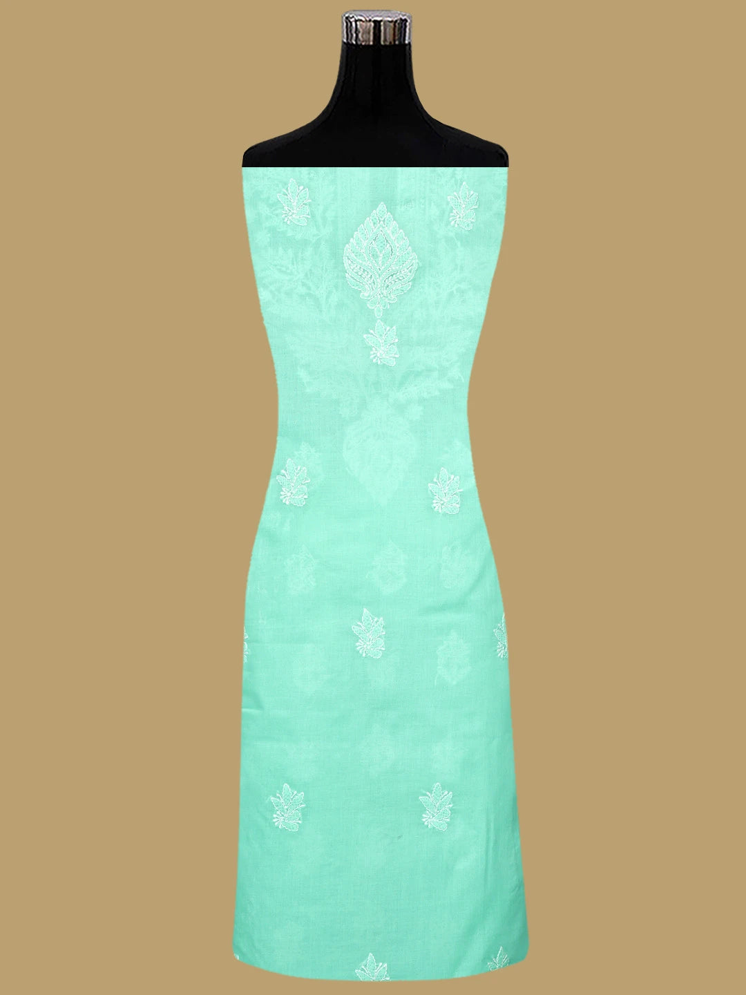 Ada Hand Embroidered Seafoam Green Cotton Lucknowi Chikankari Unstitched Suit Piece 01A592267