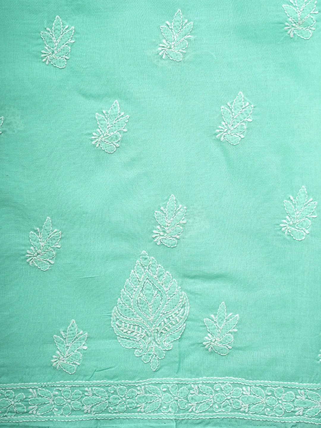Ada Hand Embroidered Seafoam Green Cotton Lucknowi Chikankari Unstitched Suit Piece 01A592267