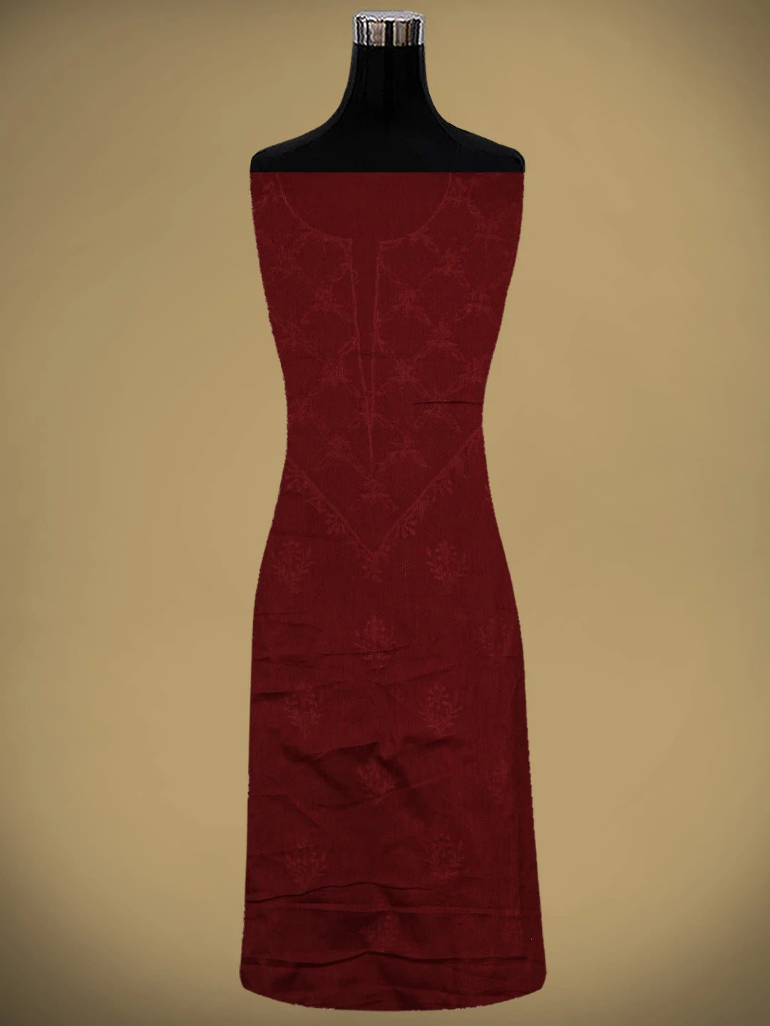 Ada Hand Embroidered Maroon Cotton Lucknowi Chikankari Unstitched Suit Piece 01A780646