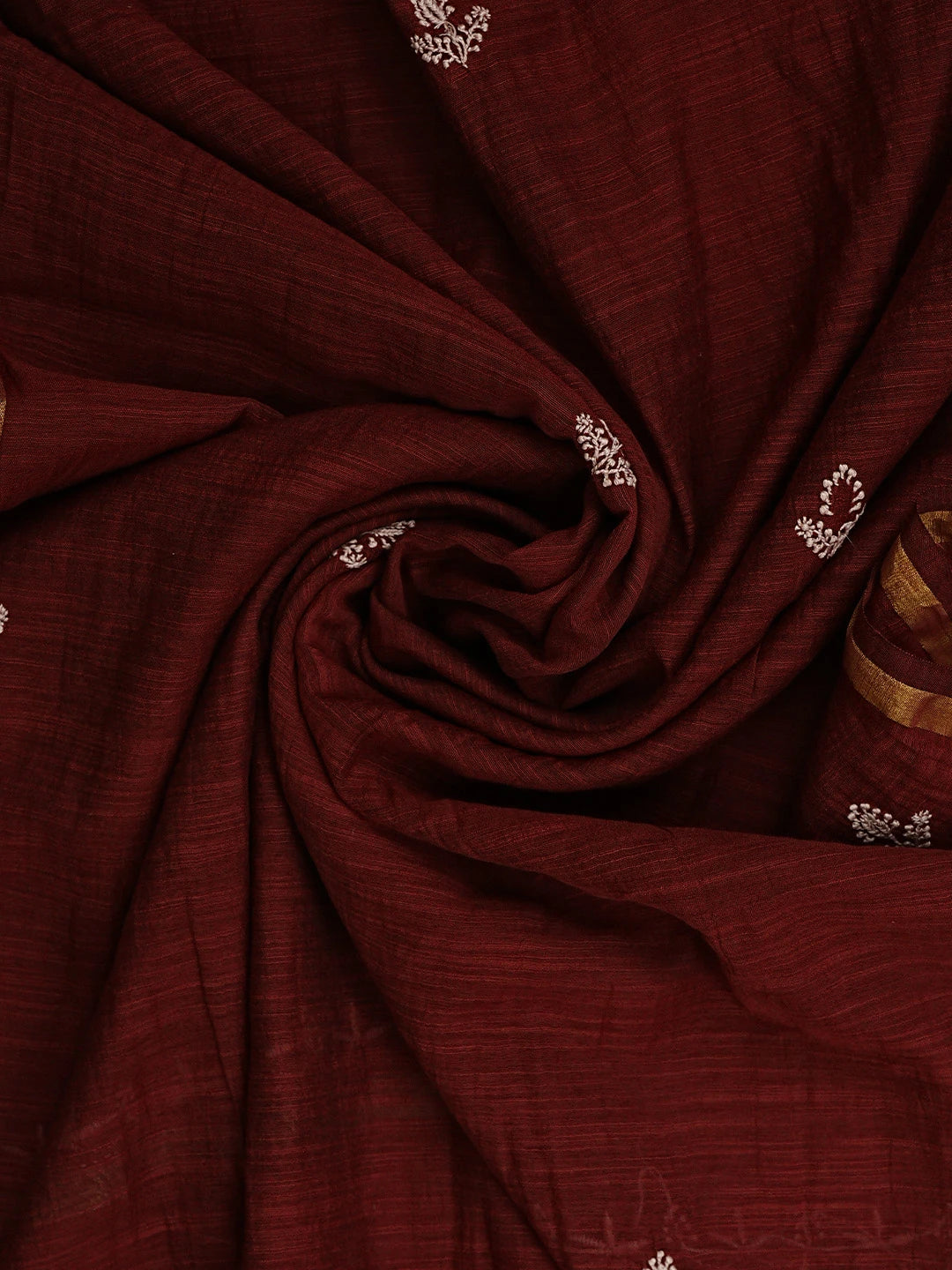 Ada Hand Embroidered Maroon Cotton Lucknowi Chikankari Unstitched Suit Piece 01A780646