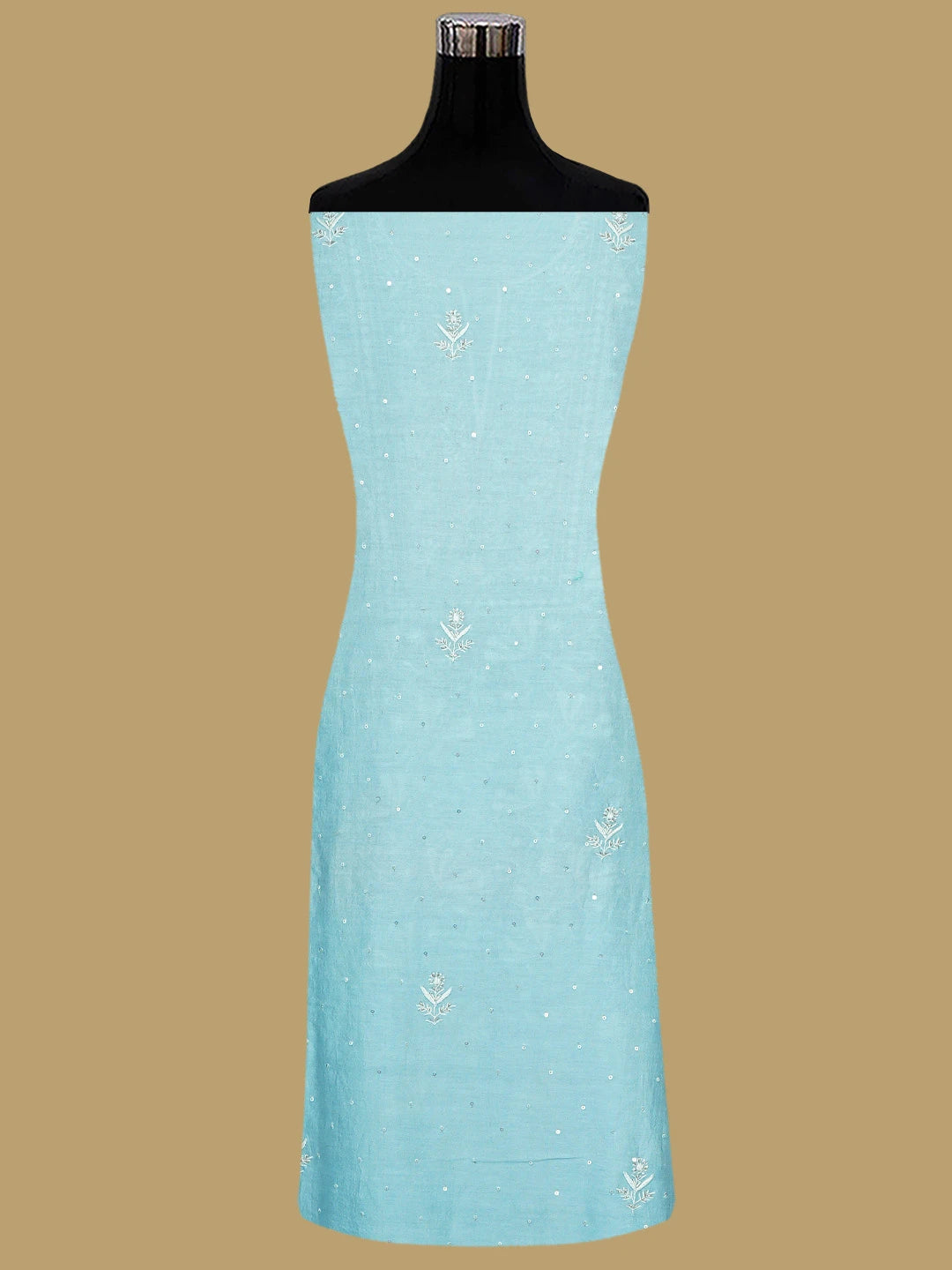 Ada Hand Embroidered Baby Blue Chanderi Lucknowi Chikankari Unstitched Kurta Dupatta Set With Zari Work 01A537602