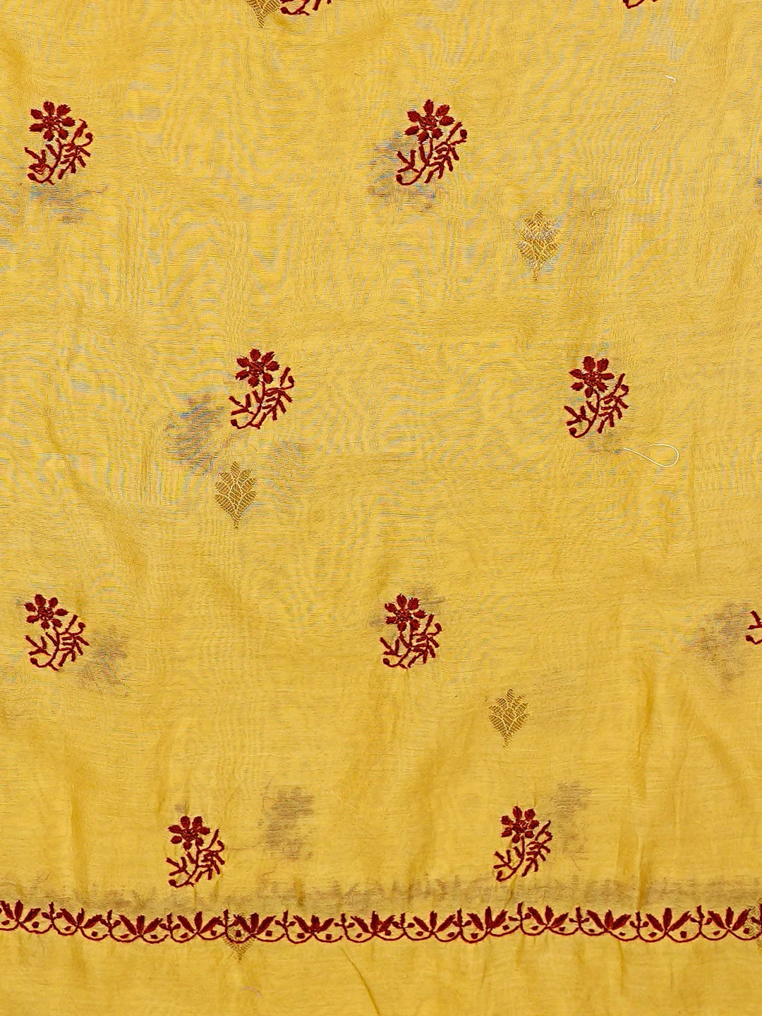 Ada Hand Embroidered Yellow Chanderi Lucknowi Chikankari Unstitched Kurta Dupatta Set 01A904294