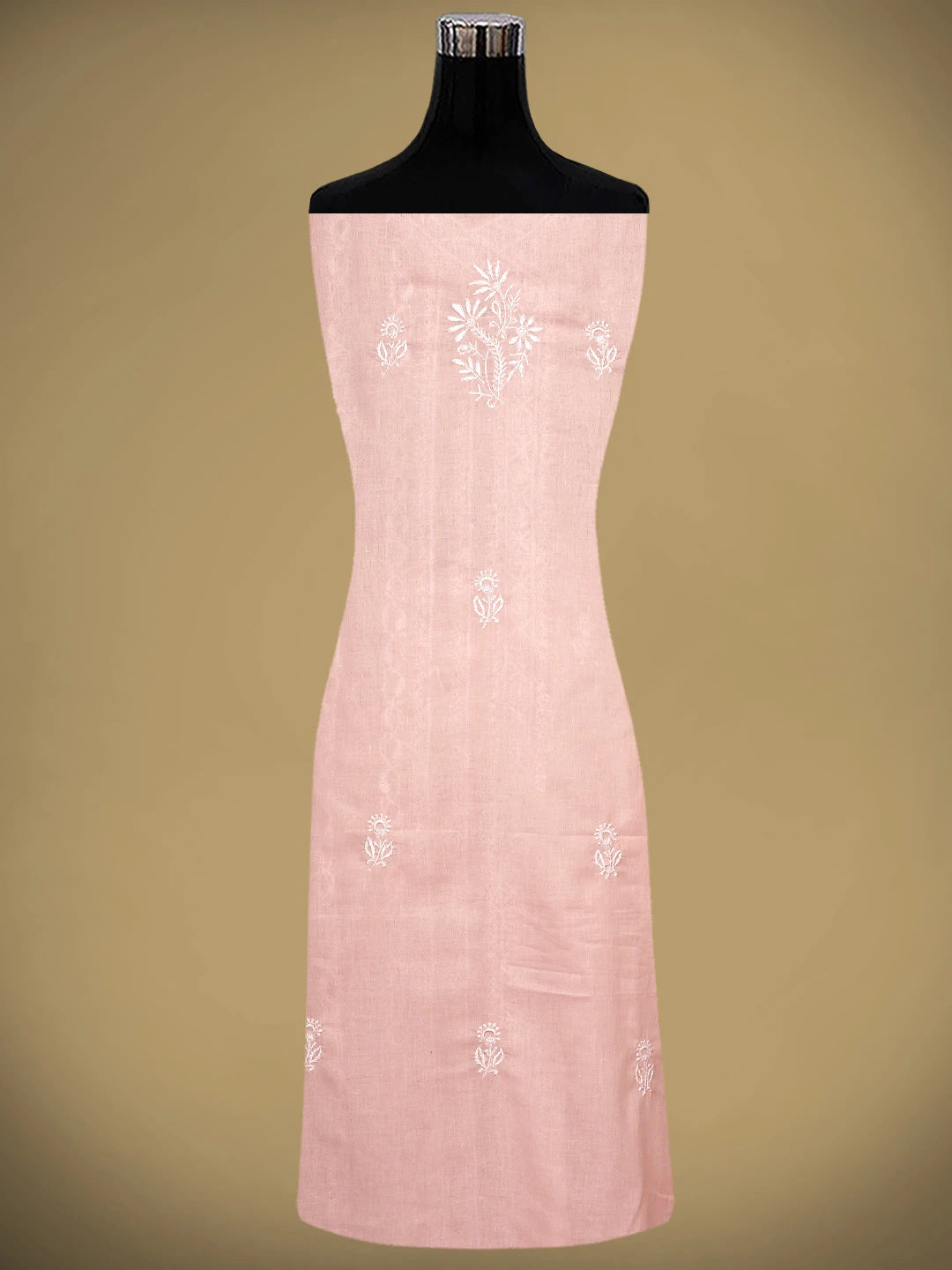 Ada Hand Embroidered Blushing Peach Cotton Lucknowi Chikankari Unstitched Suit Piece 01A773765