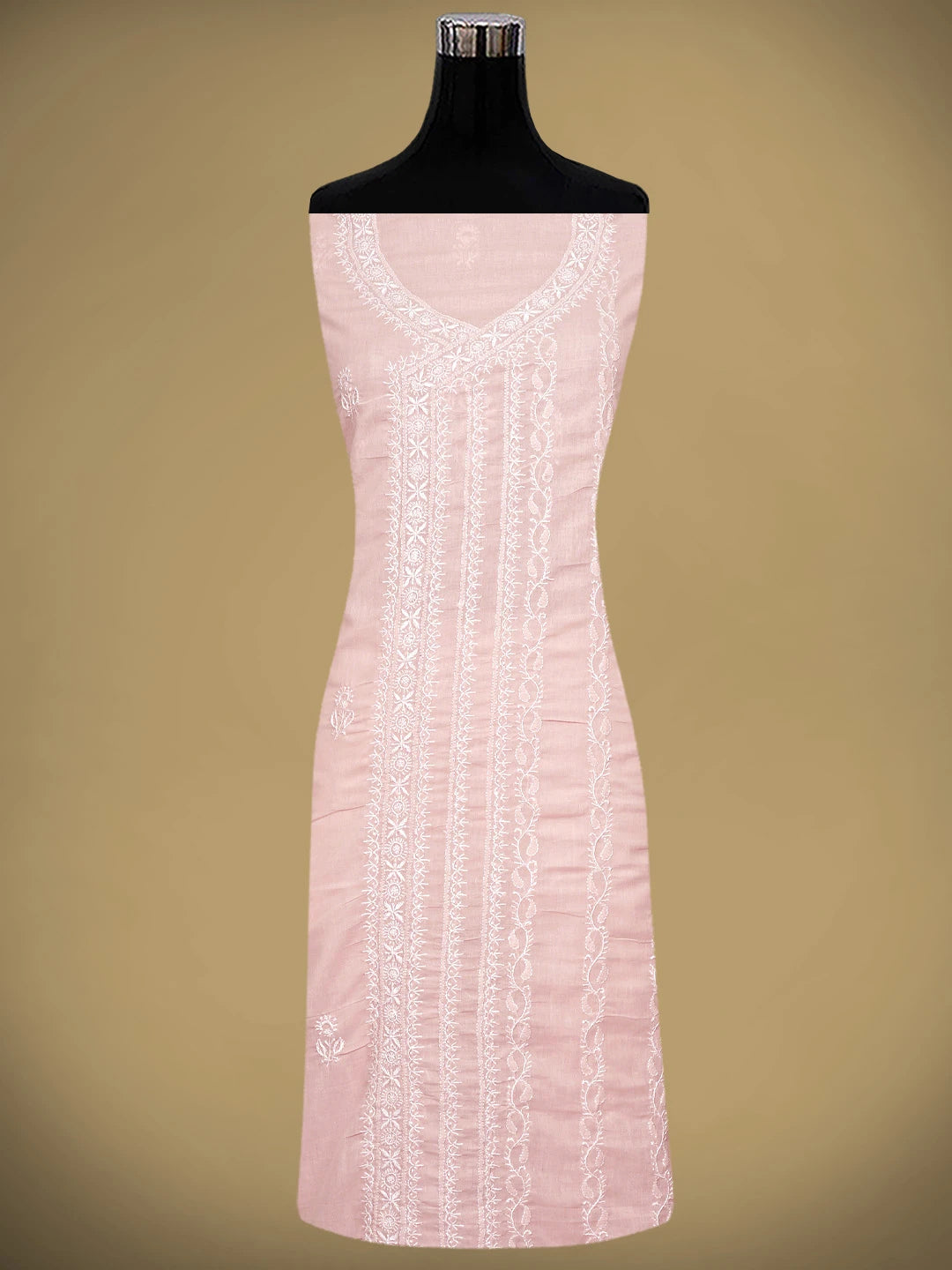 Ada Hand Embroidered Blushing Peach Cotton Lucknowi Chikankari Unstitched Suit Piece 01A773765