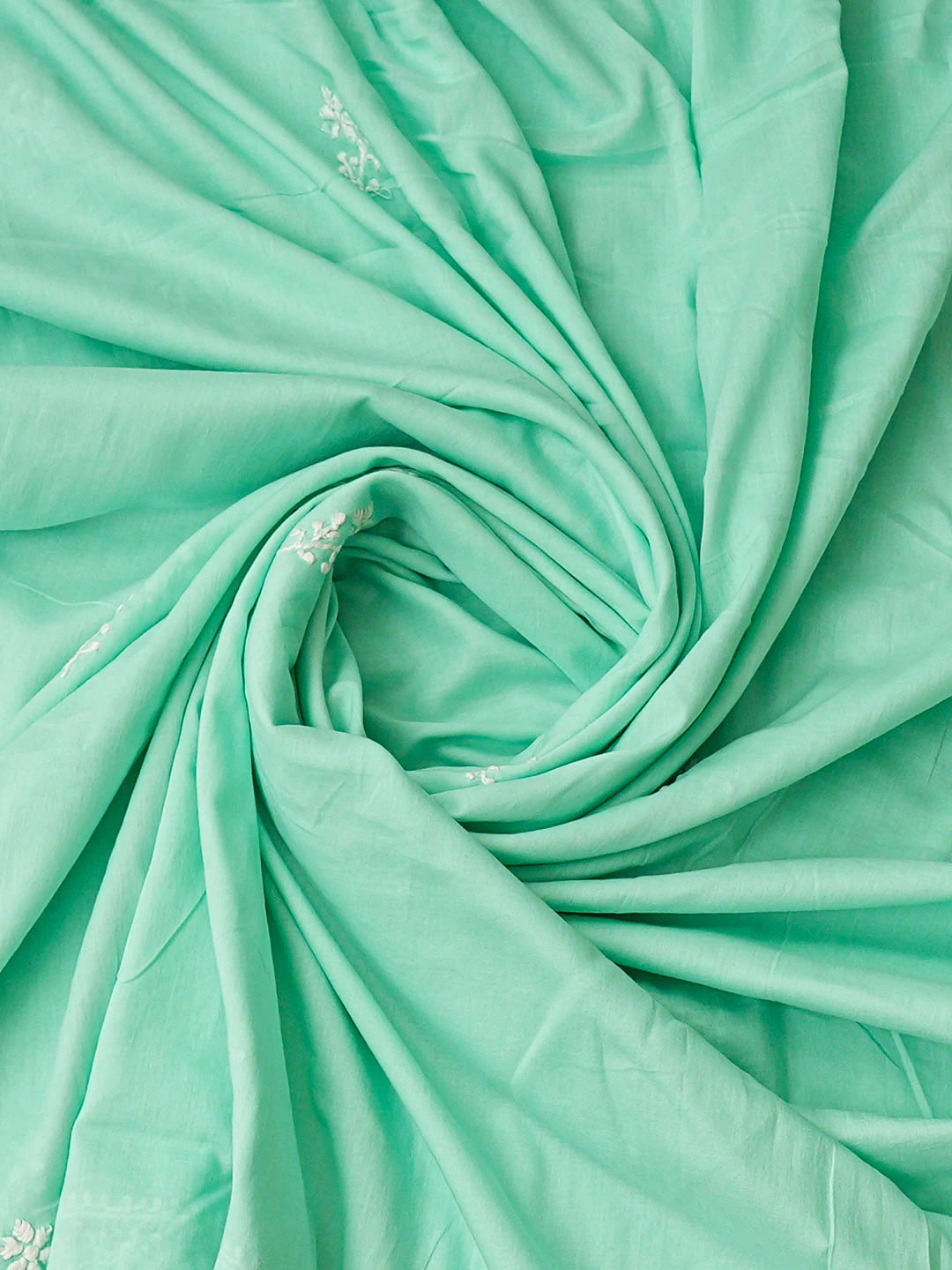 Ada Hand Embroidered Sea Green Cotton Lucknowi Chikankari Unstitched Kurta Dupatta Set 01A642071