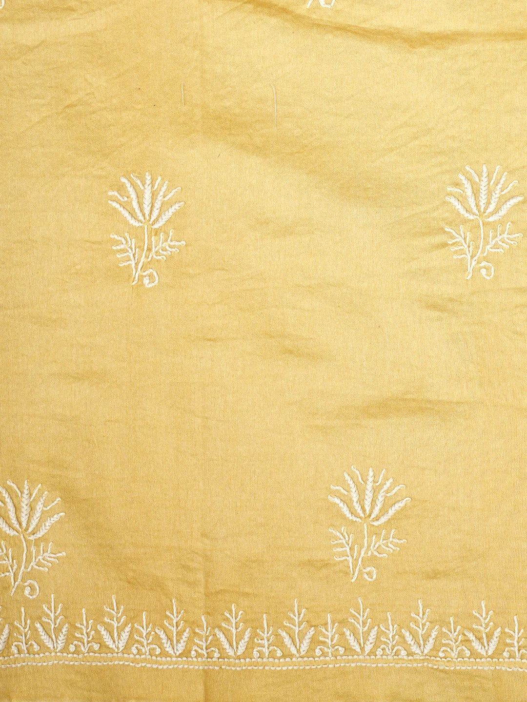 Ada Hand Embroidered Yellow Chanderi Lucknowi Chikankari Unstitched Suit Piece 01A805723