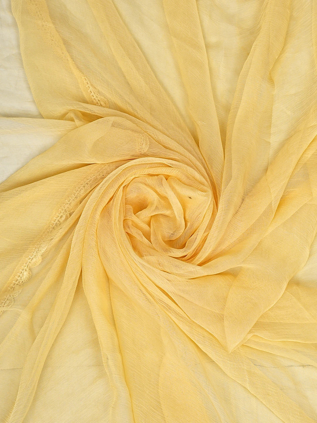 Ada Hand Embroidered Yellow Chanderi Lucknowi Chikankari Unstitched Suit Piece 01A805723