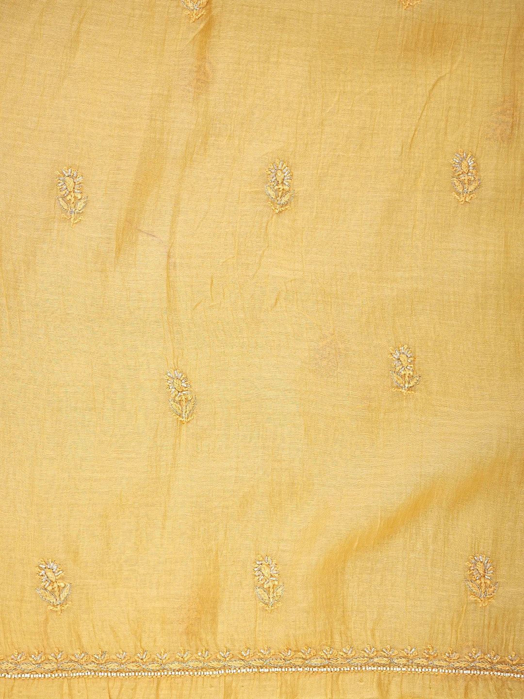 Ada Hand Embroidered Sunlit Clay  Brown Chanderi Lucknowi Chikankari Unstitched Kurta Dupatta Set With Zari Work 01A762758