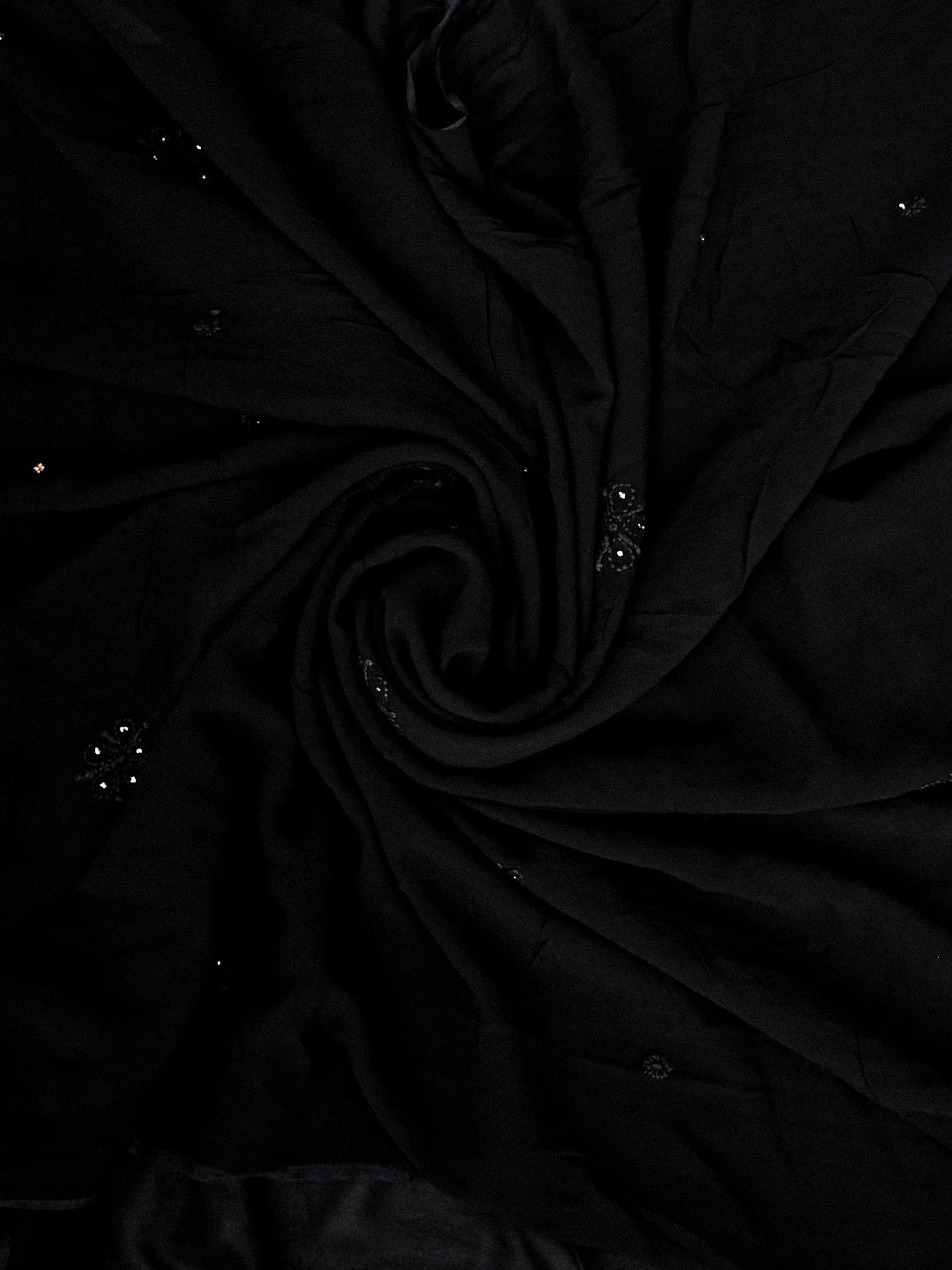 Ada Hand Embroidered Black Viscose Georgette Lucknowi Chikankari Unstitched Kurta Dupatta Set With Muqaish/Mukaish Work 01A555939