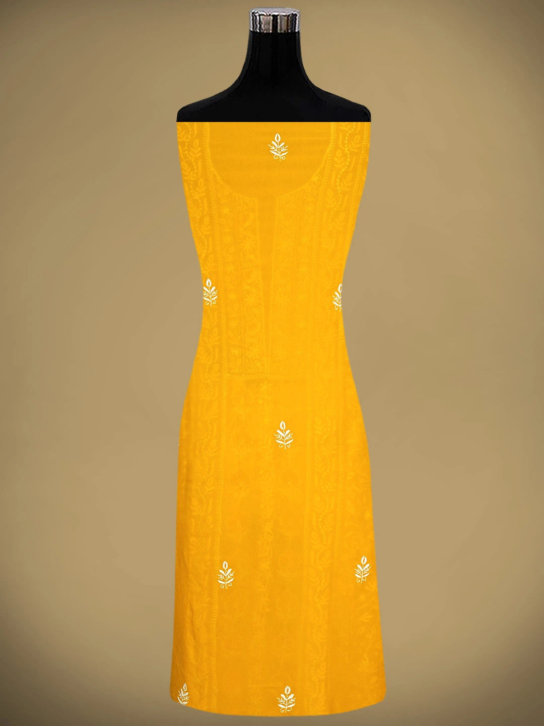 Ada Hand Embroidered Yellow Viscose Georgette Lucknowi Chikankari Unstitched Kurta Dupatta Set 01A908445