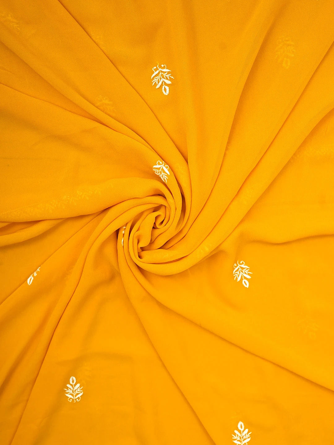 Ada Hand Embroidered Yellow Viscose Georgette Lucknowi Chikankari Unstitched Kurta Dupatta Set 01A908445