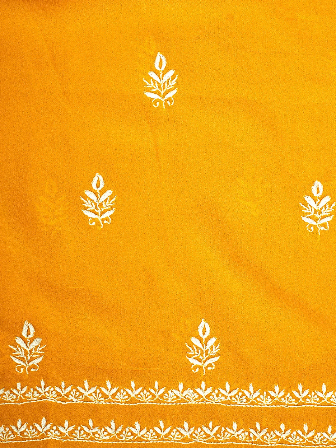 Ada Hand Embroidered Yellow Viscose Georgette Lucknowi Chikankari Unstitched Kurta Dupatta Set 01A908445