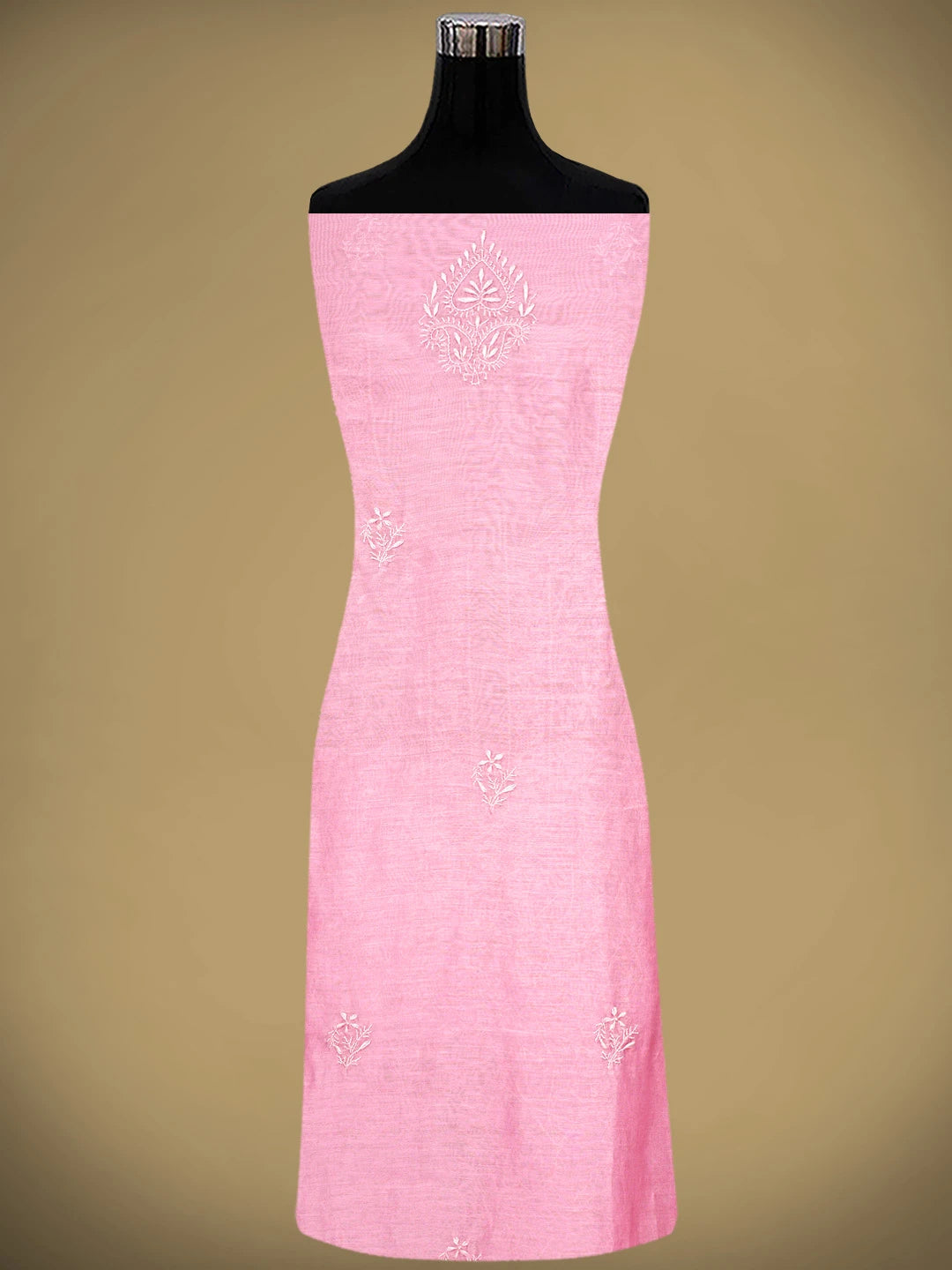 Ada Hand Embroidered Pink Mist Chanderi Lucknowi Chikankari Unstitched Kurta Dupatta Set 01A944074