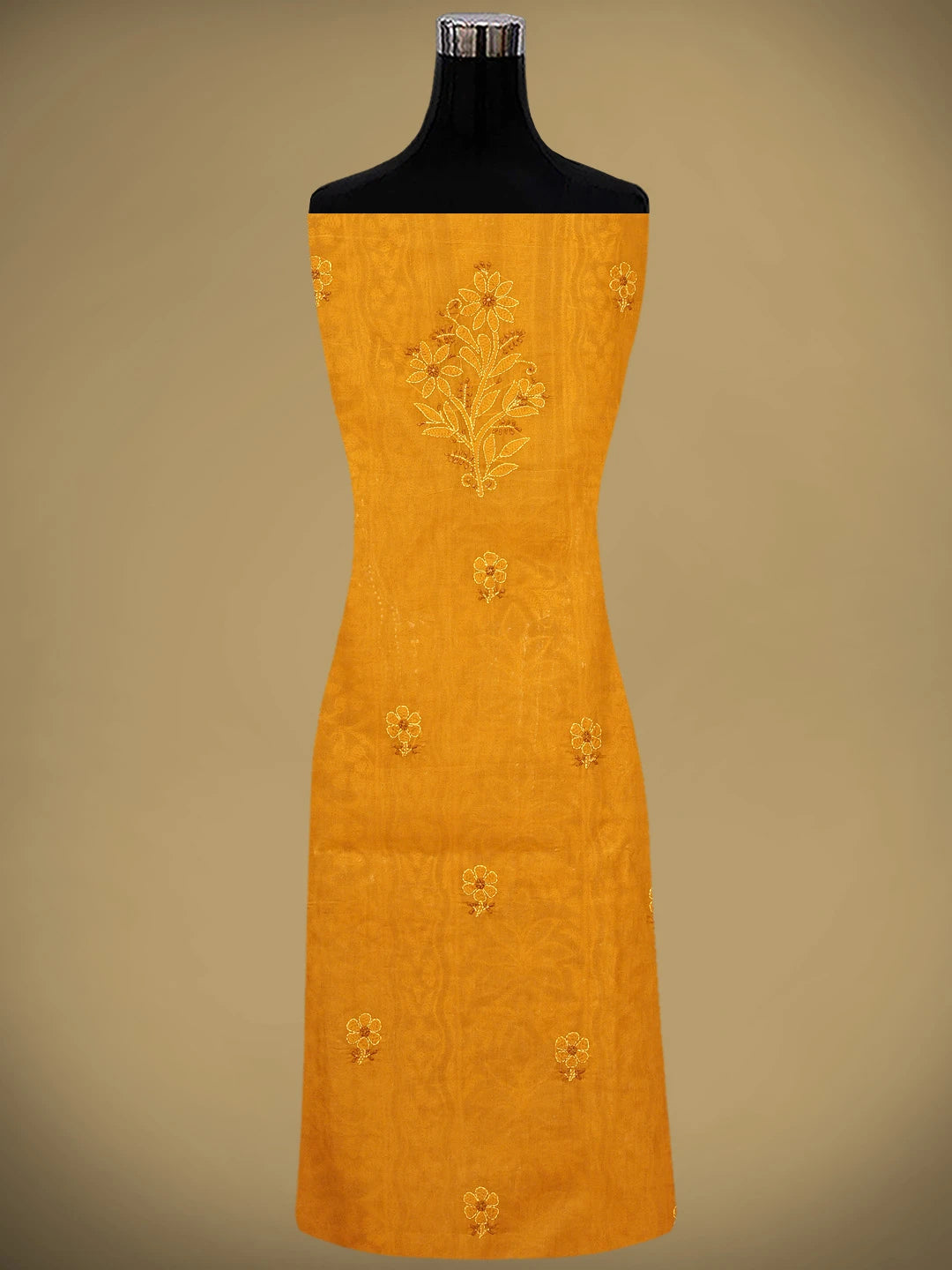 Ada Hand Embroidered Copper Brown Cotton Lucknowi Chikankari Unstitched Suit Piece 01A945798
