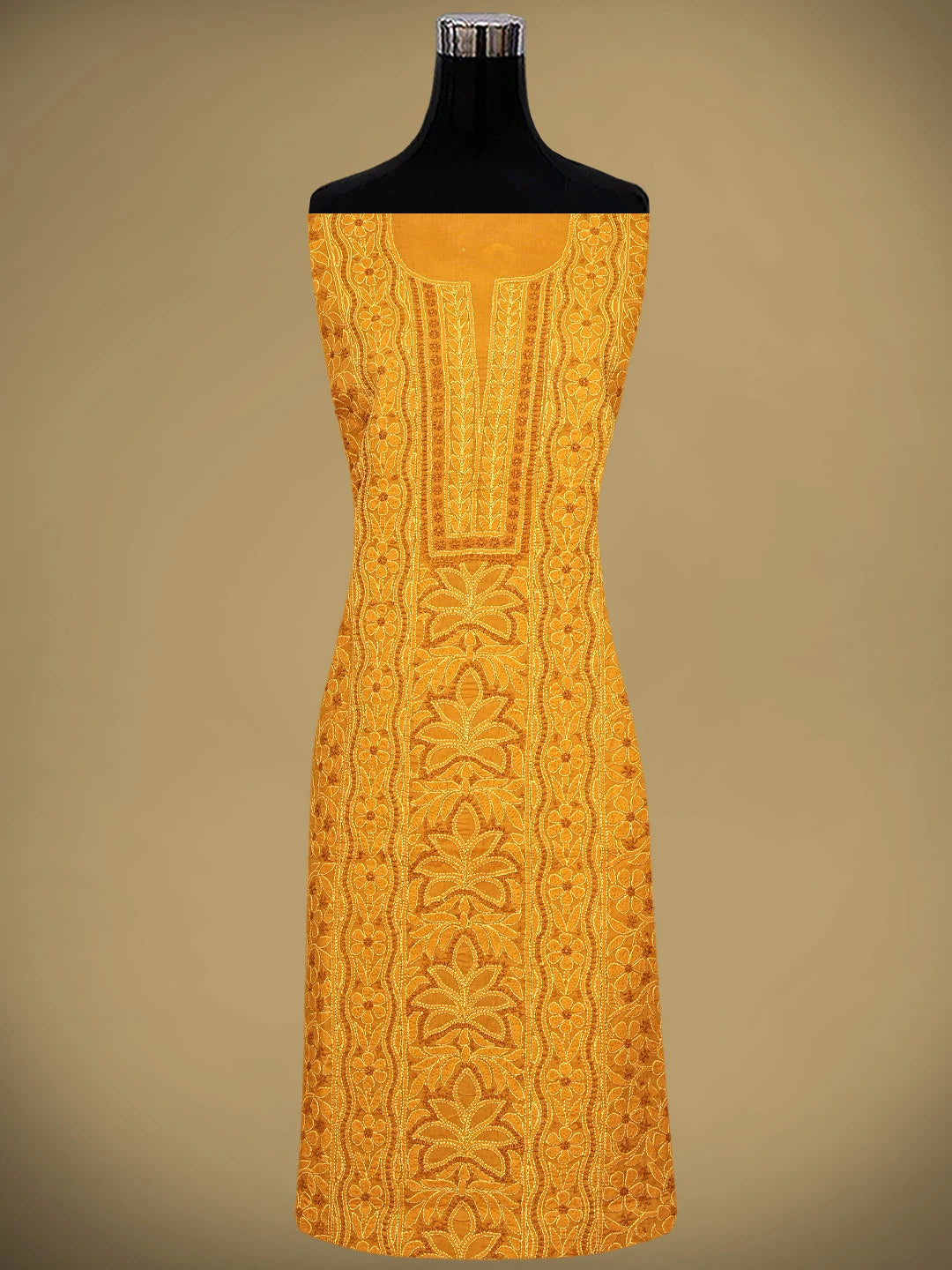 Ada Hand Embroidered Copper Brown Cotton Lucknowi Chikankari Unstitched Suit Piece 01A945798