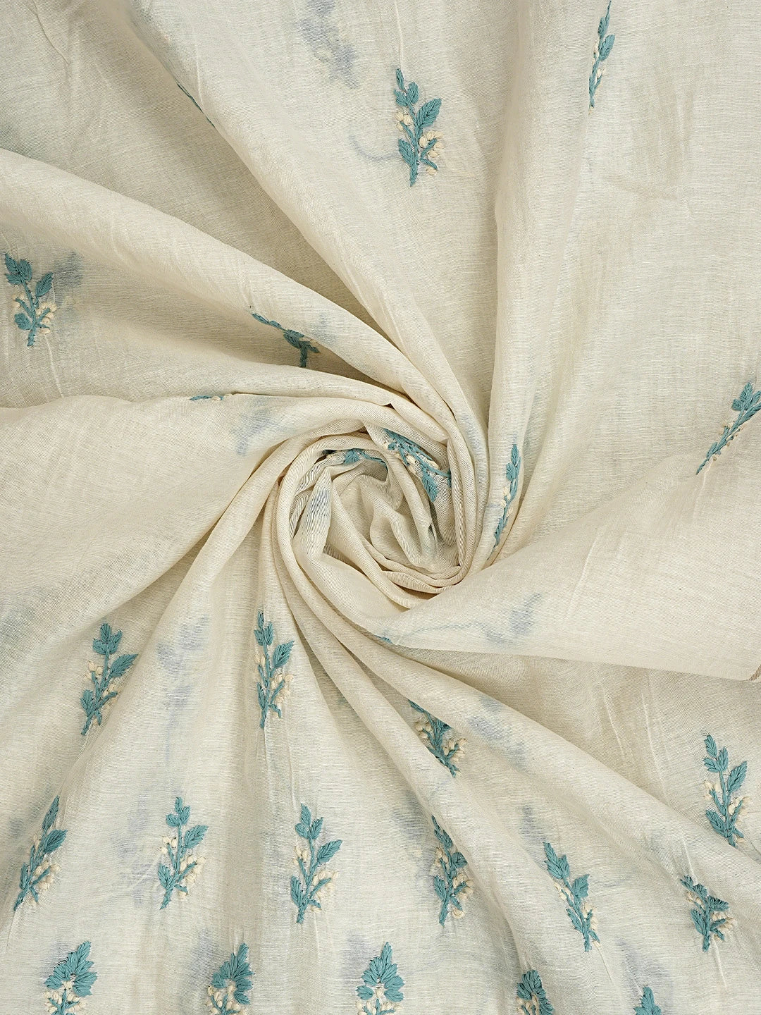Ada Hand Embroidered Turquoise Chanderi Lucknowi Chikankari Unstitched Kurta Dupatta Set 01A945663
