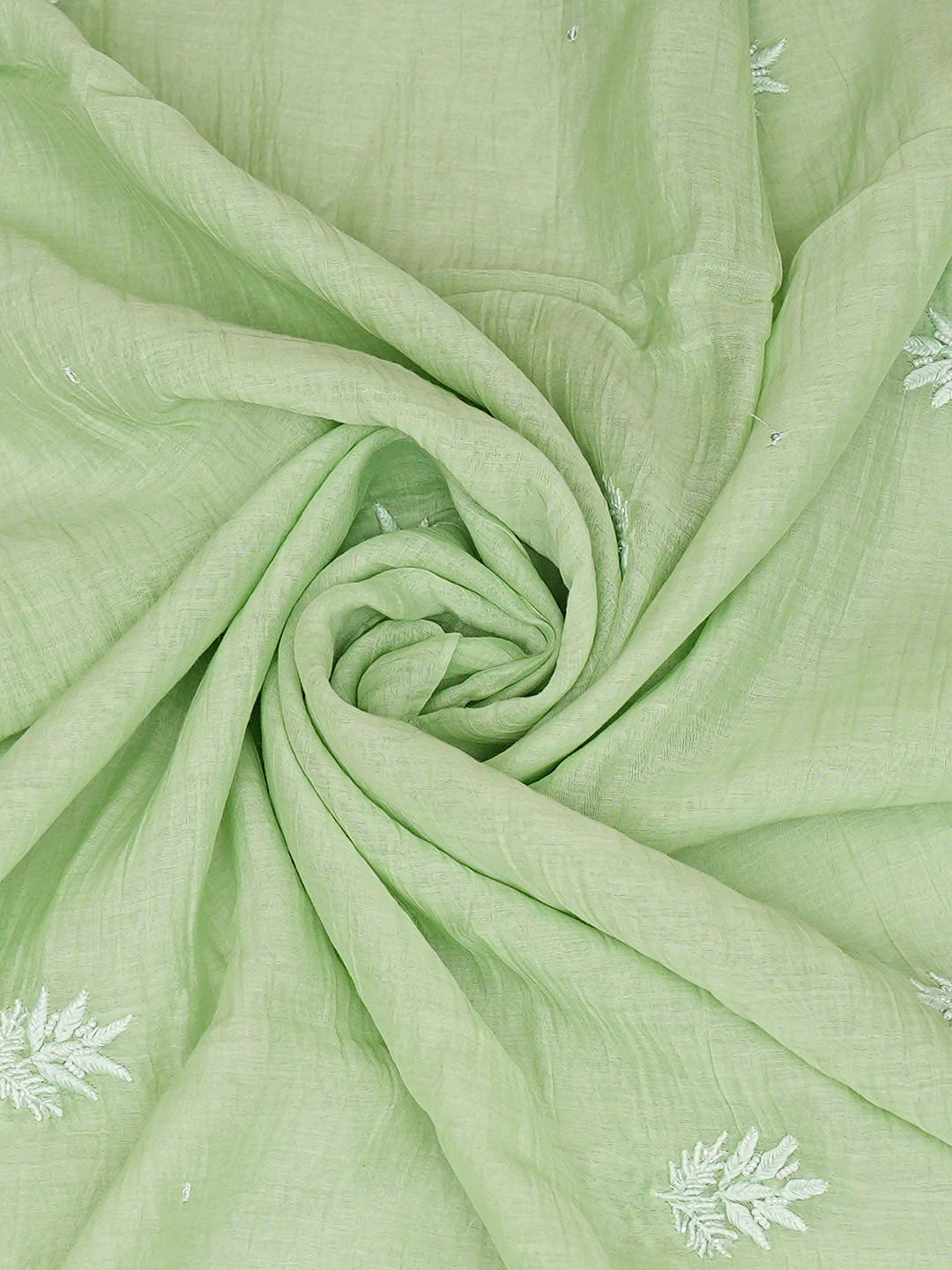 Ada Hand Embroidered Green Chanderi Lucknowi Chikankari Semi-stitched Kurta Dupatta Set With Cutdana Work 01A933020
