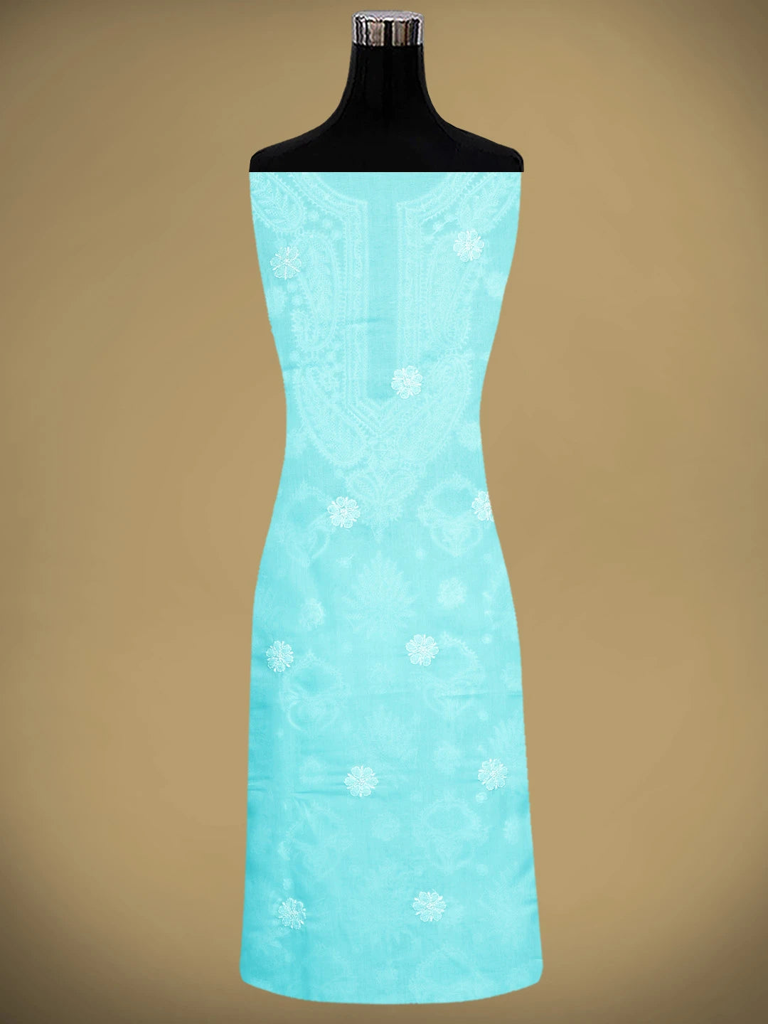 Ada Hand Embroidered Blue Cotton Lucknowi Chikankari Unstitched Suit Piece 01A896028