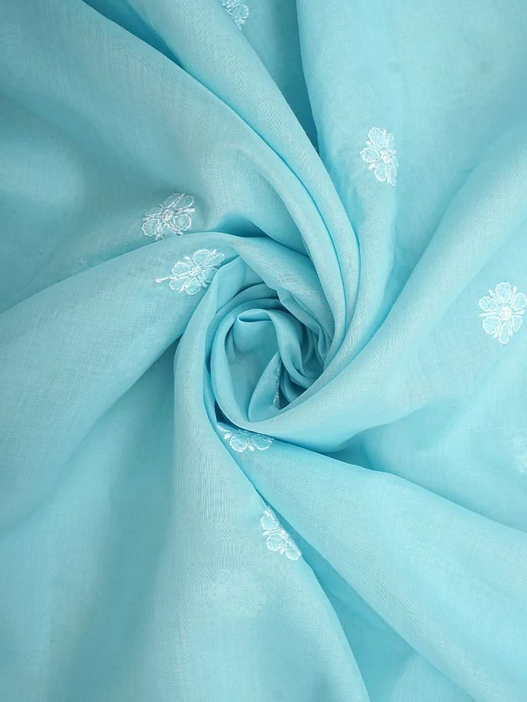 Ada Hand Embroidered Blue Cotton Lucknowi Chikankari Unstitched Suit Piece 01A896028