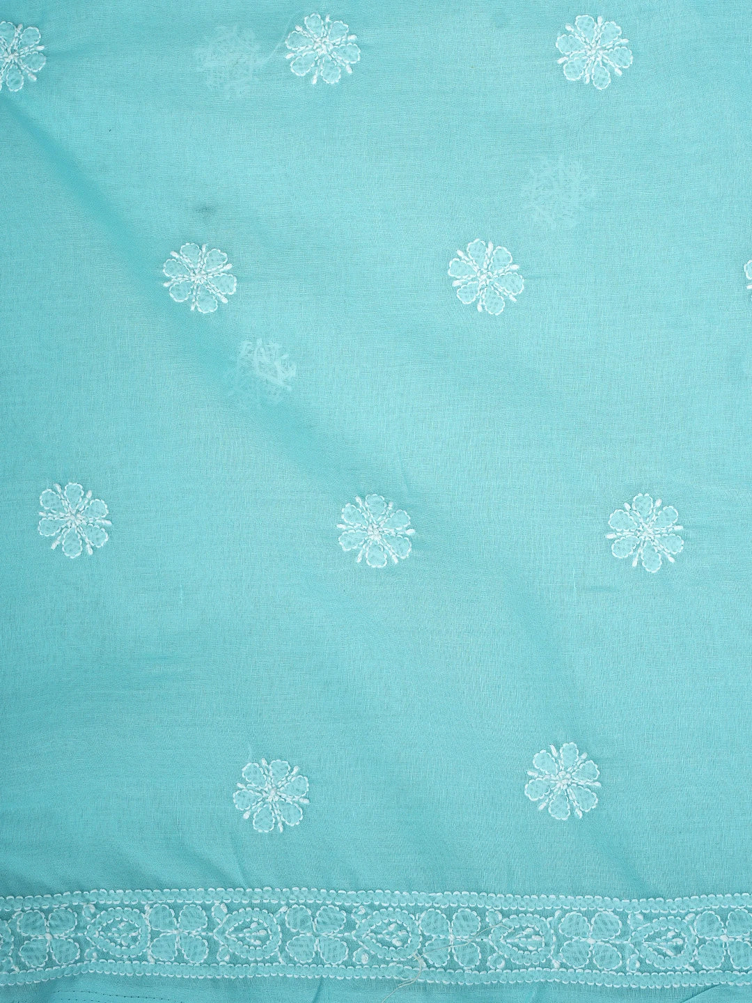 Ada Hand Embroidered Blue Cotton Lucknowi Chikankari Unstitched Suit Piece 01A896028