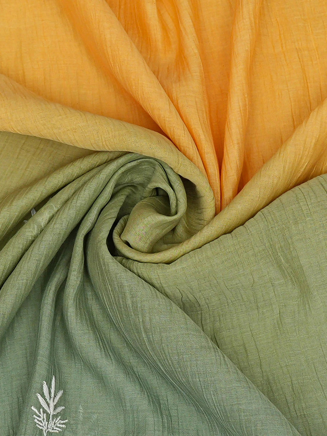 Ada Hand Embroidered Green Chanderi Lucknowi Chikankari Semi-stitched Kurta Dupatta Set 01A919286