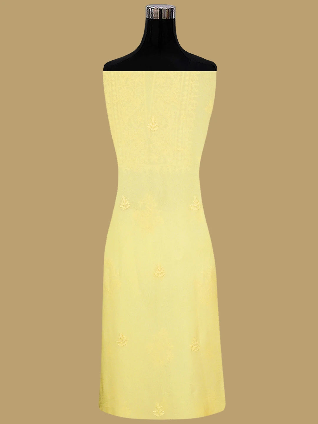 Ada Hand Embroidered Yellow Viscose Georgette Lucknowi Chikankari Unstitched Kurta Dupatta Set 01A810399