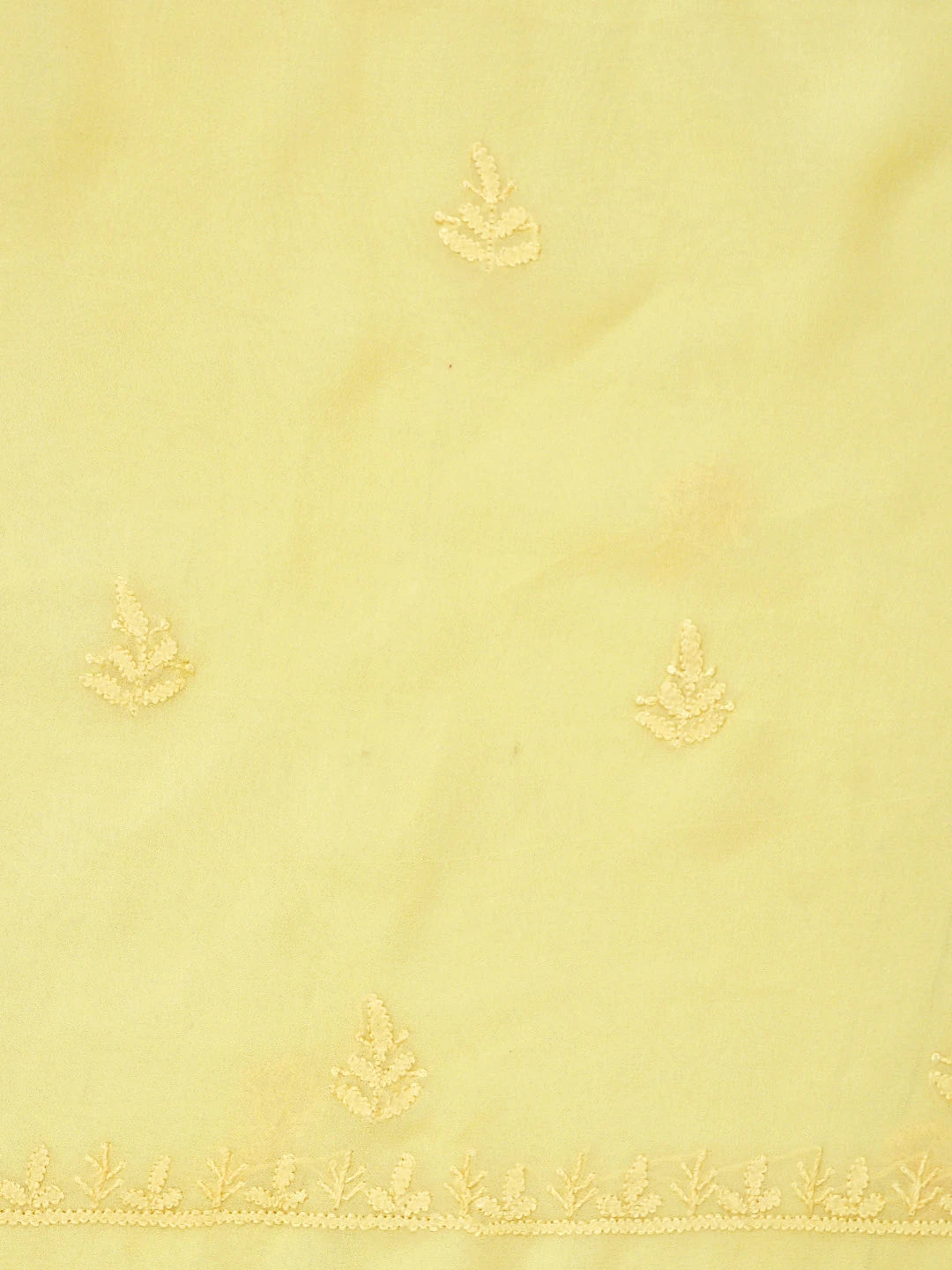 Ada Hand Embroidered Yellow Viscose Georgette Lucknowi Chikankari Unstitched Kurta Dupatta Set 01A810399