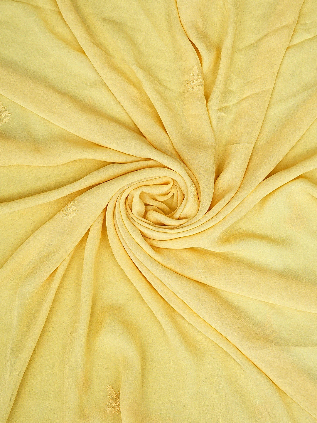 Ada Hand Embroidered Yellow Viscose Georgette Lucknowi Chikankari Unstitched Kurta Dupatta Set 01A810399
