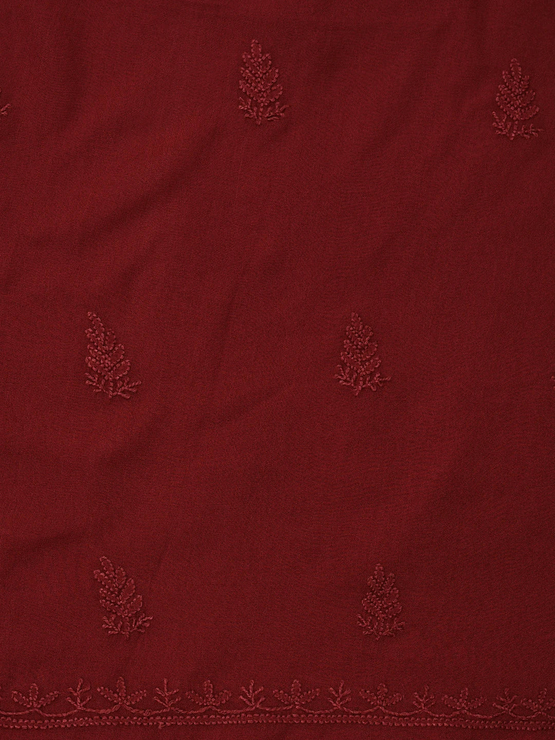 Ada Hand Embroidered Maroon Viscose Georgette Lucknowi Chikankari Unstitched Kurta Dupatta 01A810429