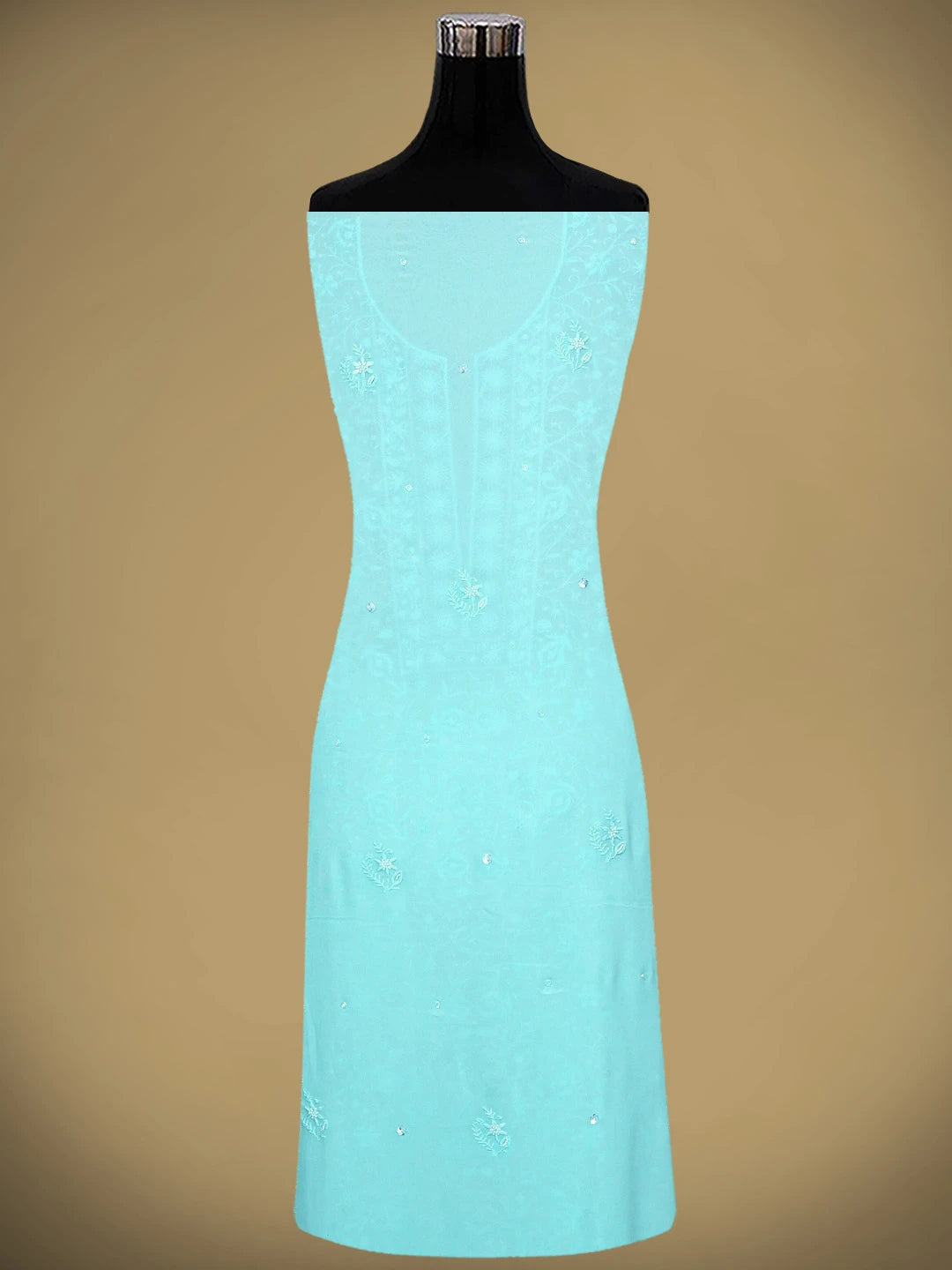 Ada Hand Embroidered Light Blue Viscose Georgette Lucknowi Chikankari UnStitched Kurta Dupatta Set With Sequinned Work 01A856614