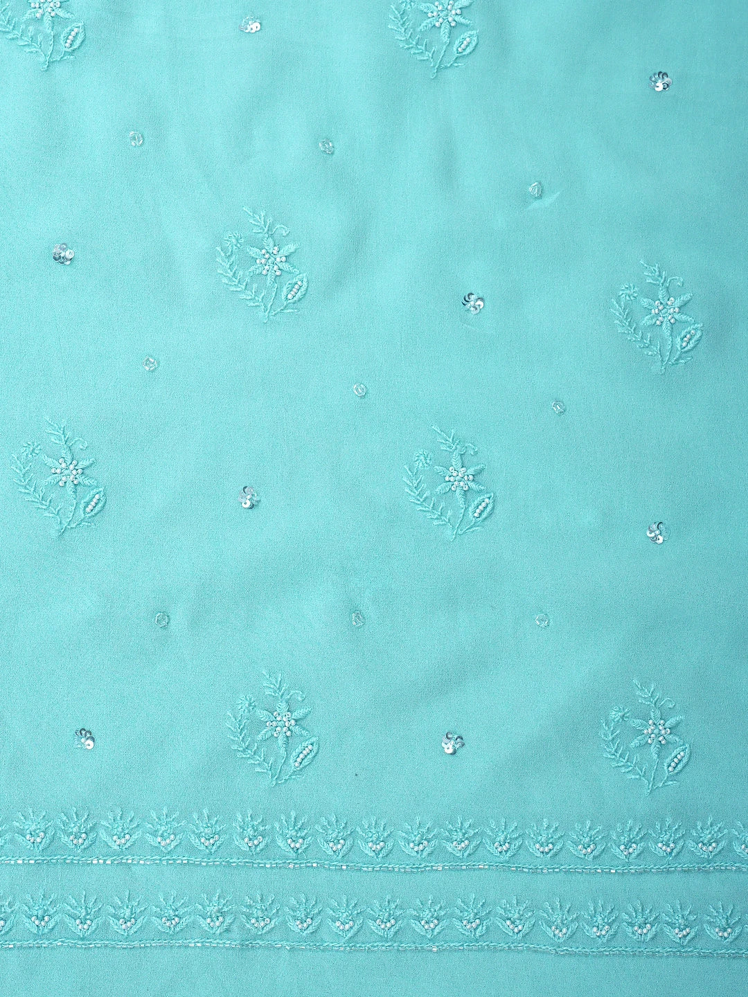 Ada Hand Embroidered Light Blue Viscose Georgette Lucknowi Chikankari UnStitched Kurta Dupatta Set With Sequinned Work 01A856614