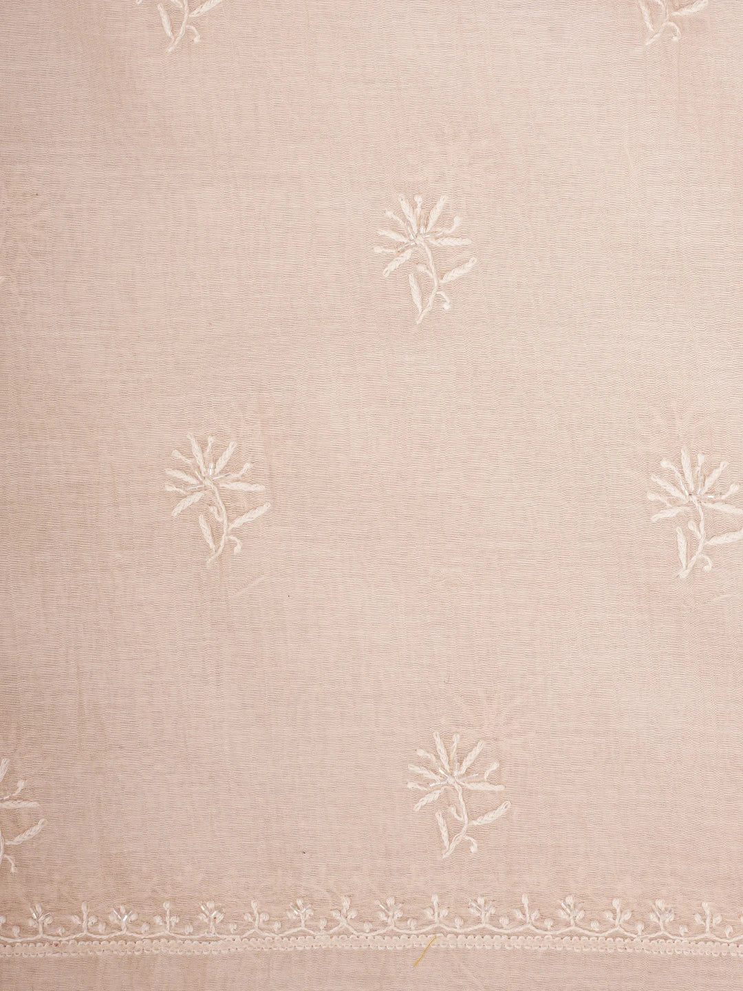 Ada Hand Embroidered Light Peach Chanderi Lucknowi Chikankari Unstitched Kurta Dupatta Set With Cutdana Work 01A841077