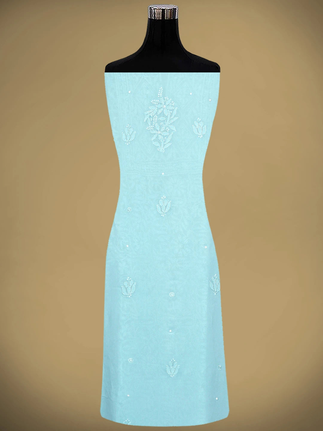 Ada Hand Embroidered Steel Blue Viscose Georgette Lucknowi Chikankari Unstitched Kurta Dupatta Set With Sequinned Work 01A933601