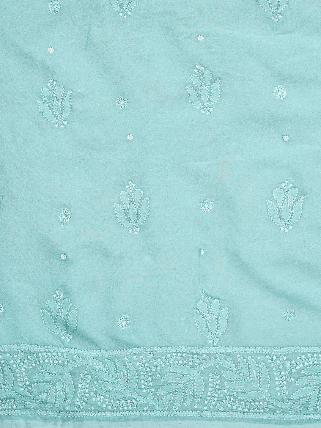 Ada Hand Embroidered Steel Blue Viscose Georgette Lucknowi Chikankari Unstitched Kurta Dupatta Set With Sequinned Work 01A933601