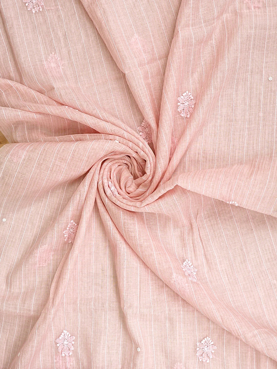 Ada Hand Embroidered Pink Chanderi Lucknowi Chikankari Unstitched Suit Piece With Pearl Work 01A937126