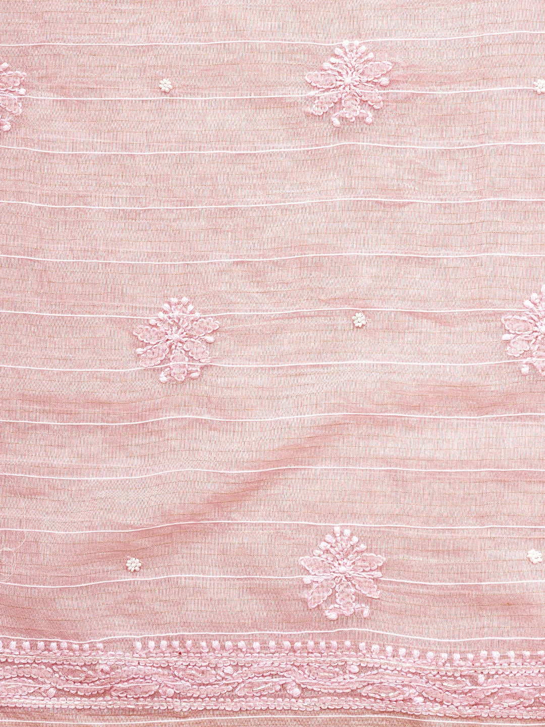 Ada Hand Embroidered Pink Chanderi Lucknowi Chikankari Unstitched Suit Piece With Pearl Work 01A937126