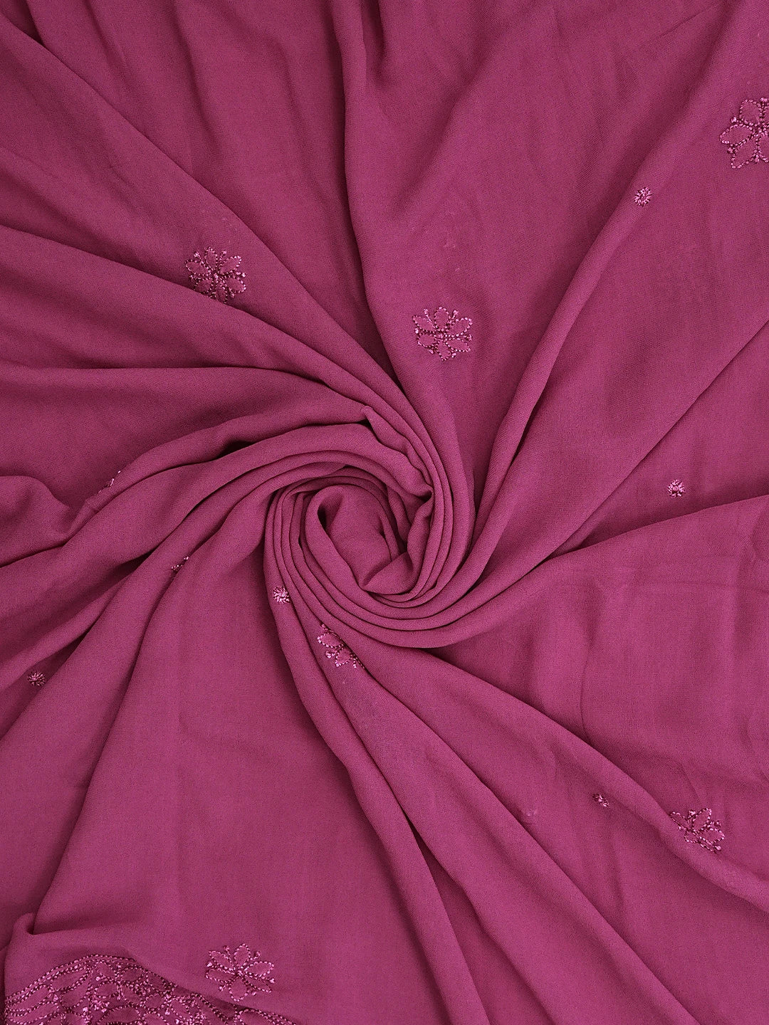 Ada Hand Embroidered Mulberry Pink Viscose Georgette Lucknowi Chikankari Semi-stitched Anarkali Kurta Dupatta Set 01A939826