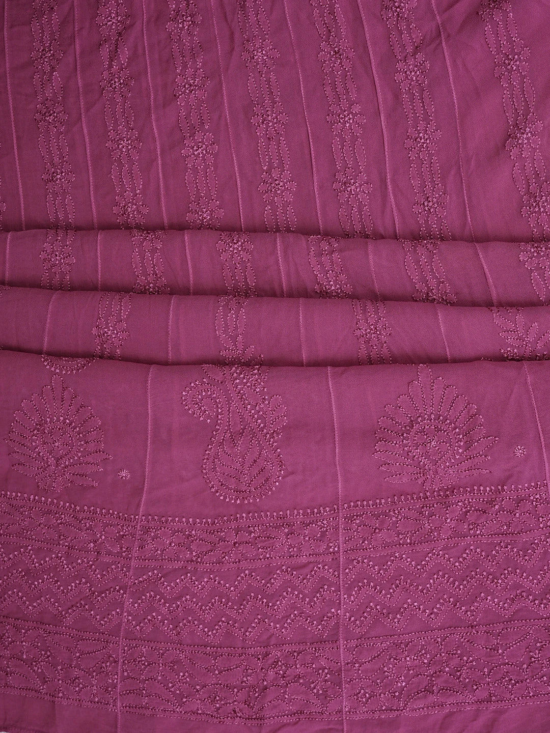 Ada Hand Embroidered Mulberry Pink Viscose Georgette Lucknowi Chikankari Semi-stitched Anarkali Kurta Dupatta Set 01A939826