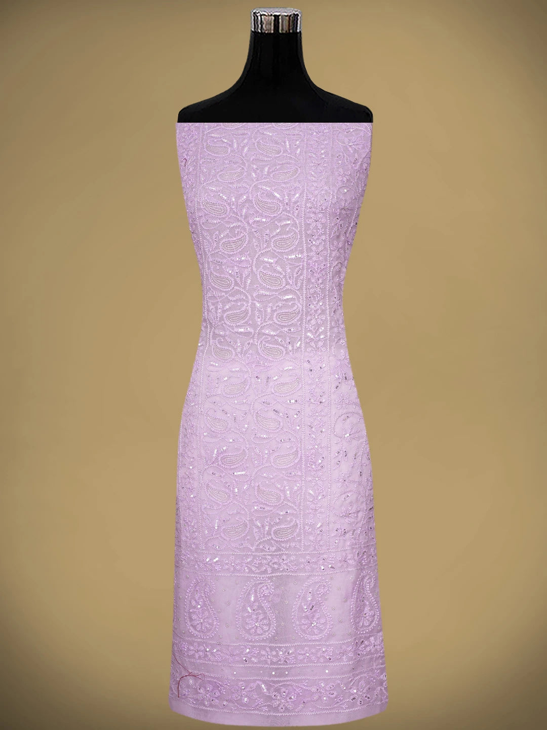 Ada Hand Embroidered Light Lavender Viscose Georgette Lucknowi Chikankari UnStitched Kurta Dupatta Set With Sequinned Work 01A813626