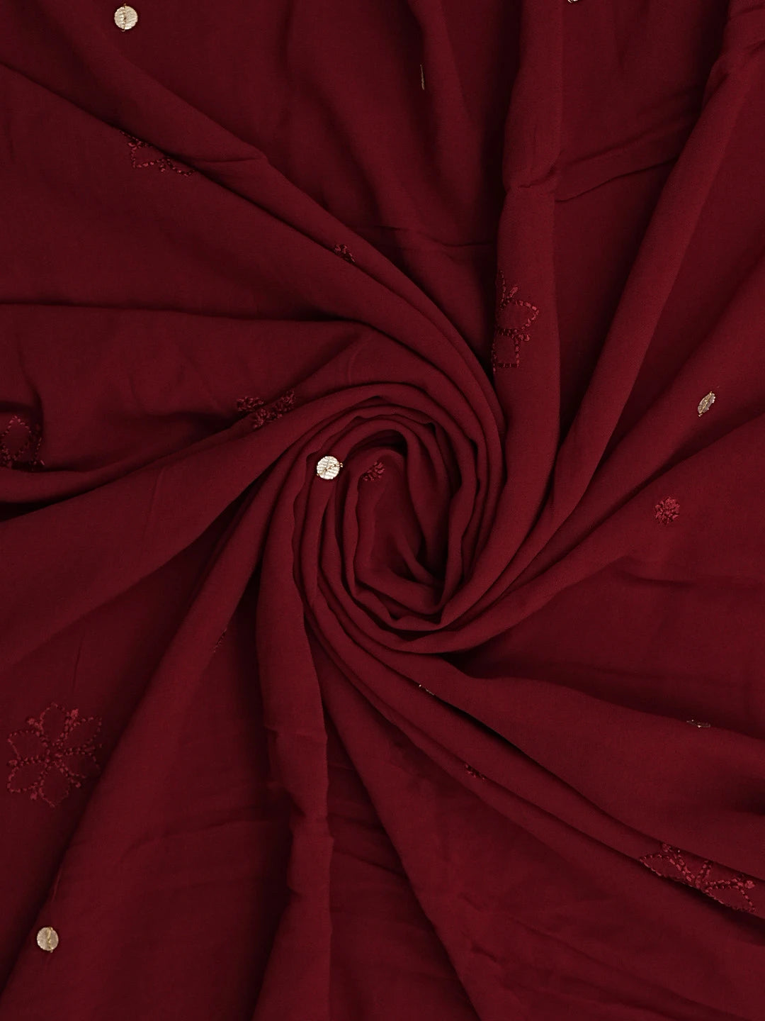 Ada Hand Embroidered Maroon Viscose Georgette Lucknowi Chikankari UnStitched Kurta Dupatta Set With Zari Work 01A933436