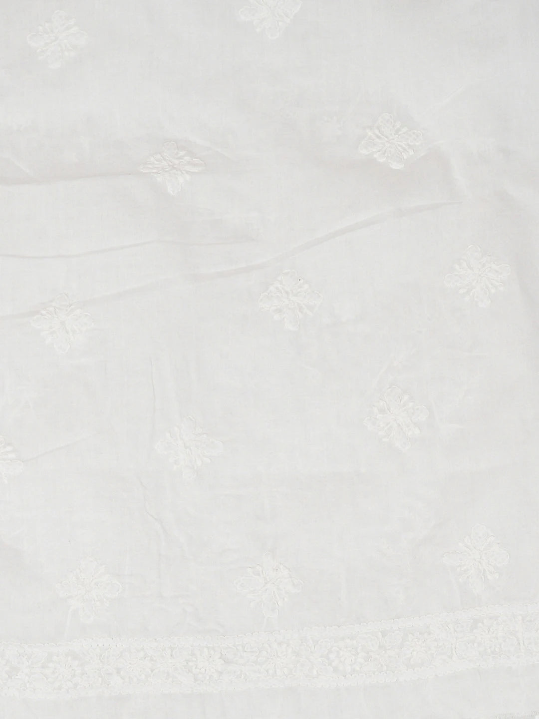 Ada Hand Embroidered White Cotton Lucknowi Chikankari Unstitched Man's Kurta 01A943297