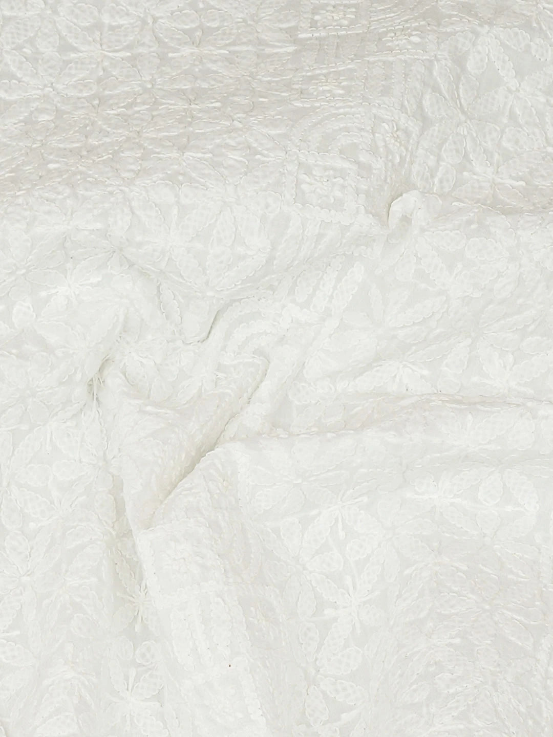 Ada Hand Embroidered White Cotton Lucknowi Chikankari Unstitched Man's Kurta 01A943297