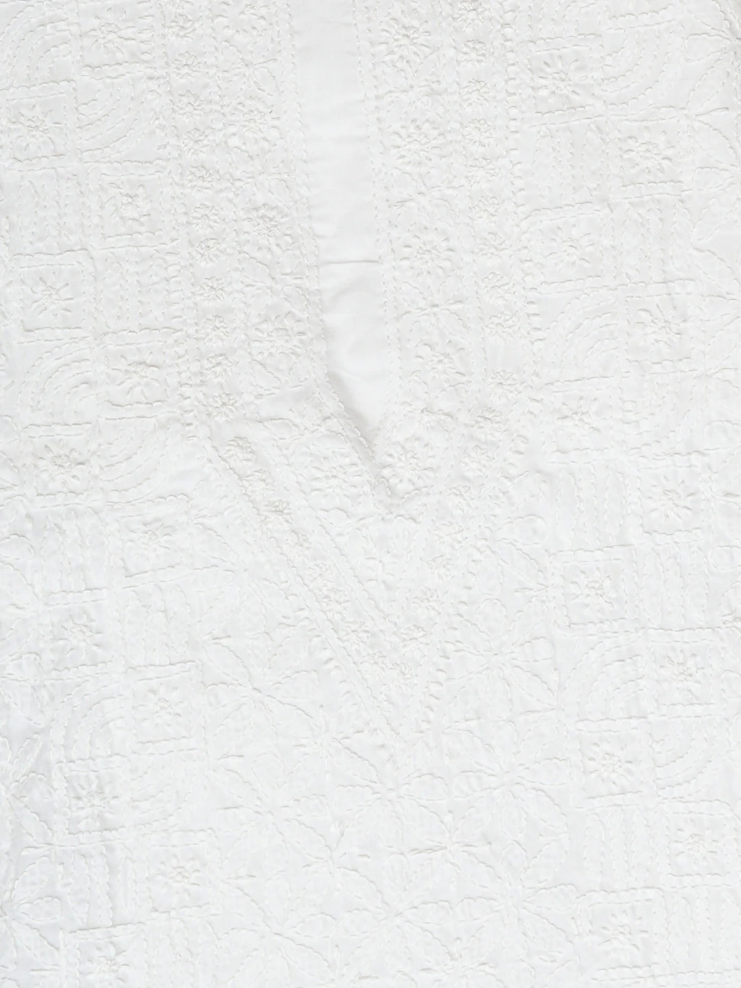Ada Hand Embroidered White Cotton Lucknowi Chikankari Unstitched Man's Kurta 01A943297