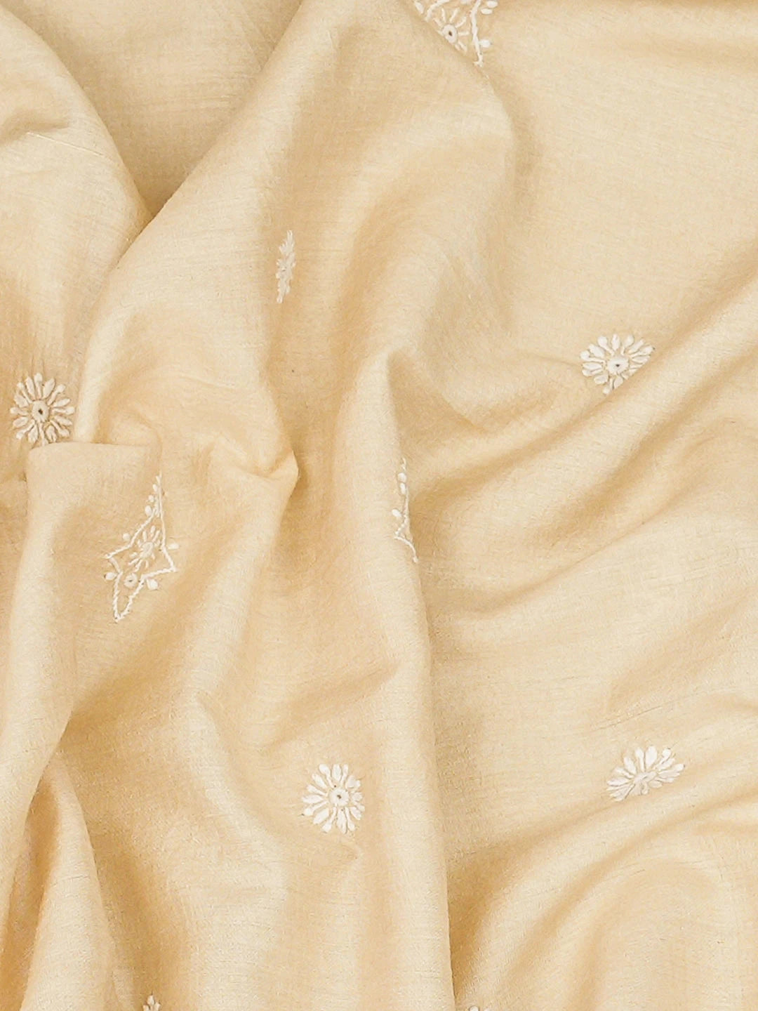 Ada Hand Embroidered Fawn Moonga Silk Lucknowi Chikankari Unstitched Man's Kurta Piece 01A938777