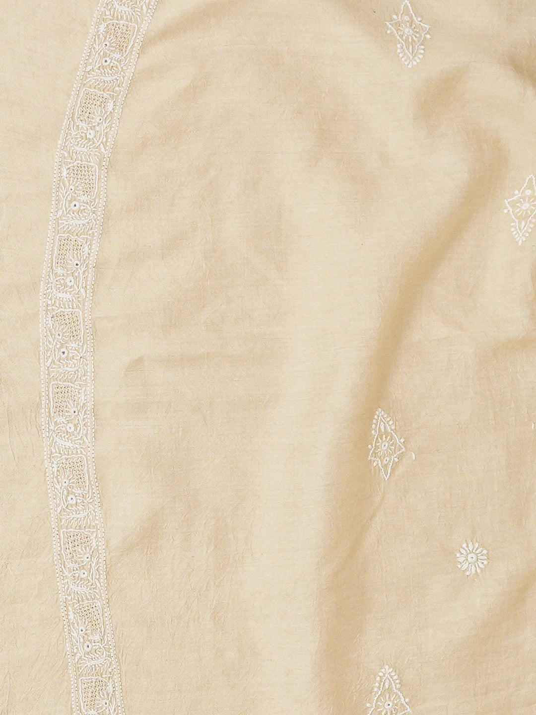 Ada Hand Embroidered Fawn Moonga Silk Lucknowi Chikankari Unstitched Man's Kurta Piece 01A938777