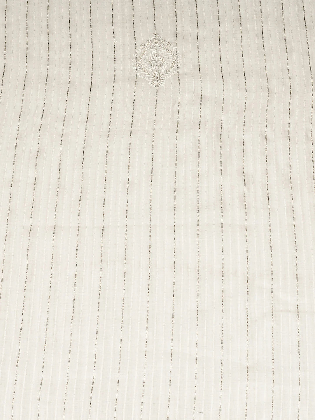 Ada Hand Embroidered White Chanderi Lucknowi Chikankari Unstitched Men's Kurta With Zari Taar Work 01A937085