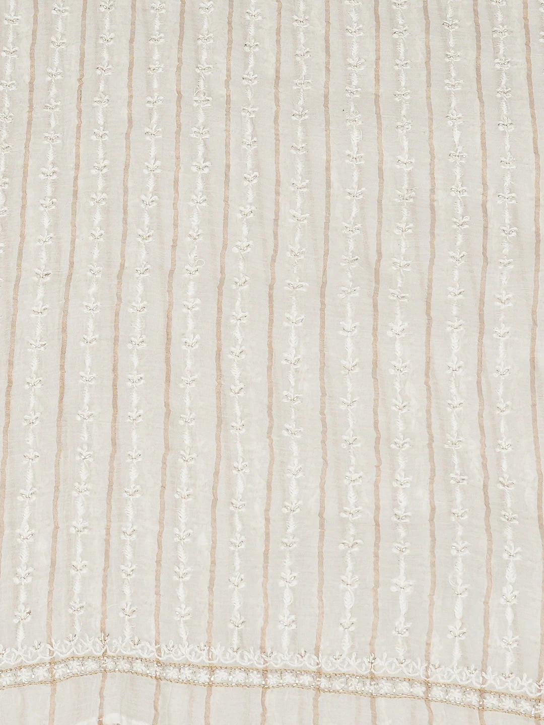 Ada Hand Embroidered White Chanderi Lucknowi Chikankari Unstitched Man's Kurta With Cutdana Work 01A937098
