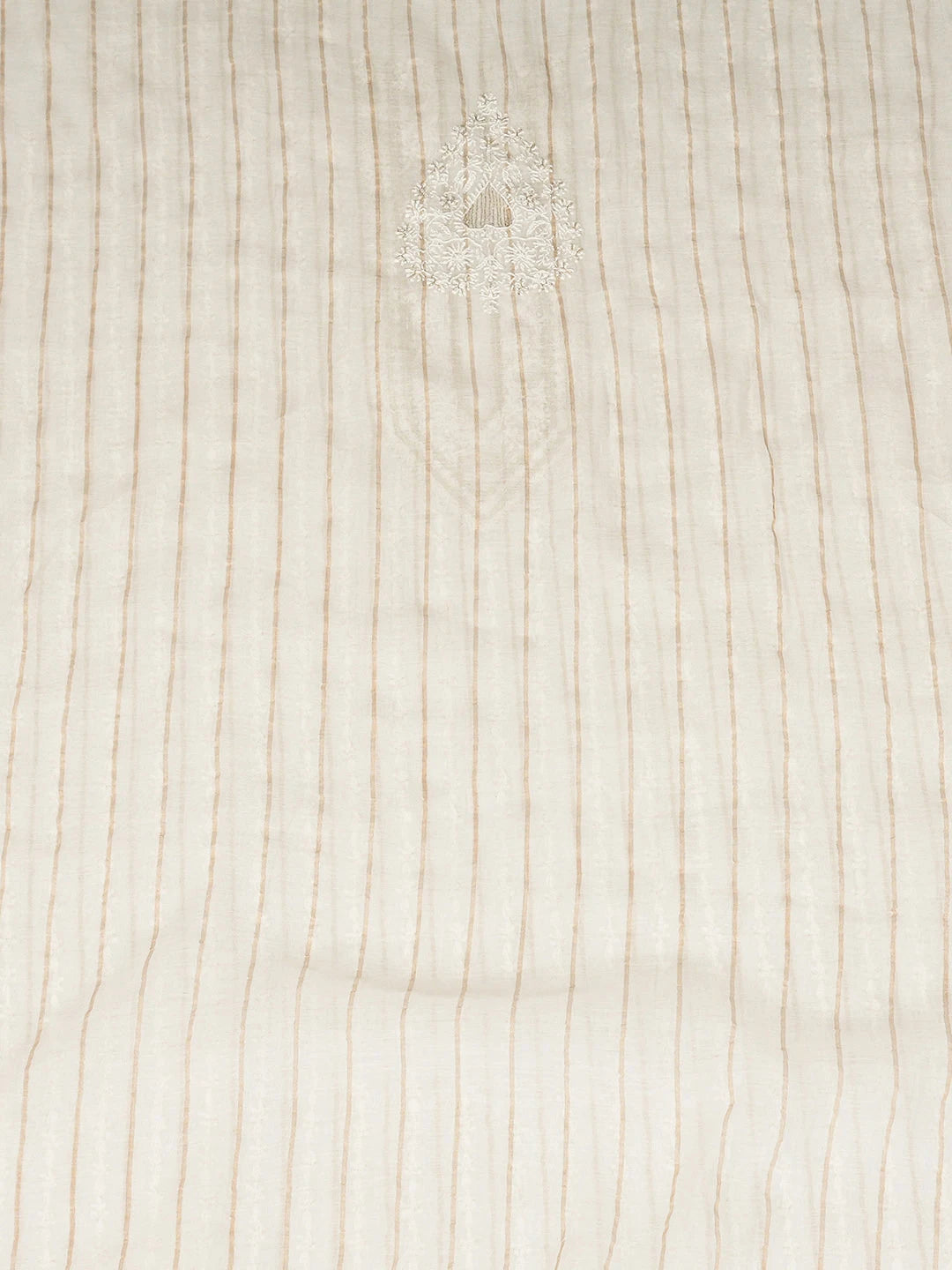 Ada Hand Embroidered White Chanderi Lucknowi Chikankari Unstitched Man's Kurta With Cutdana Work 01A937098