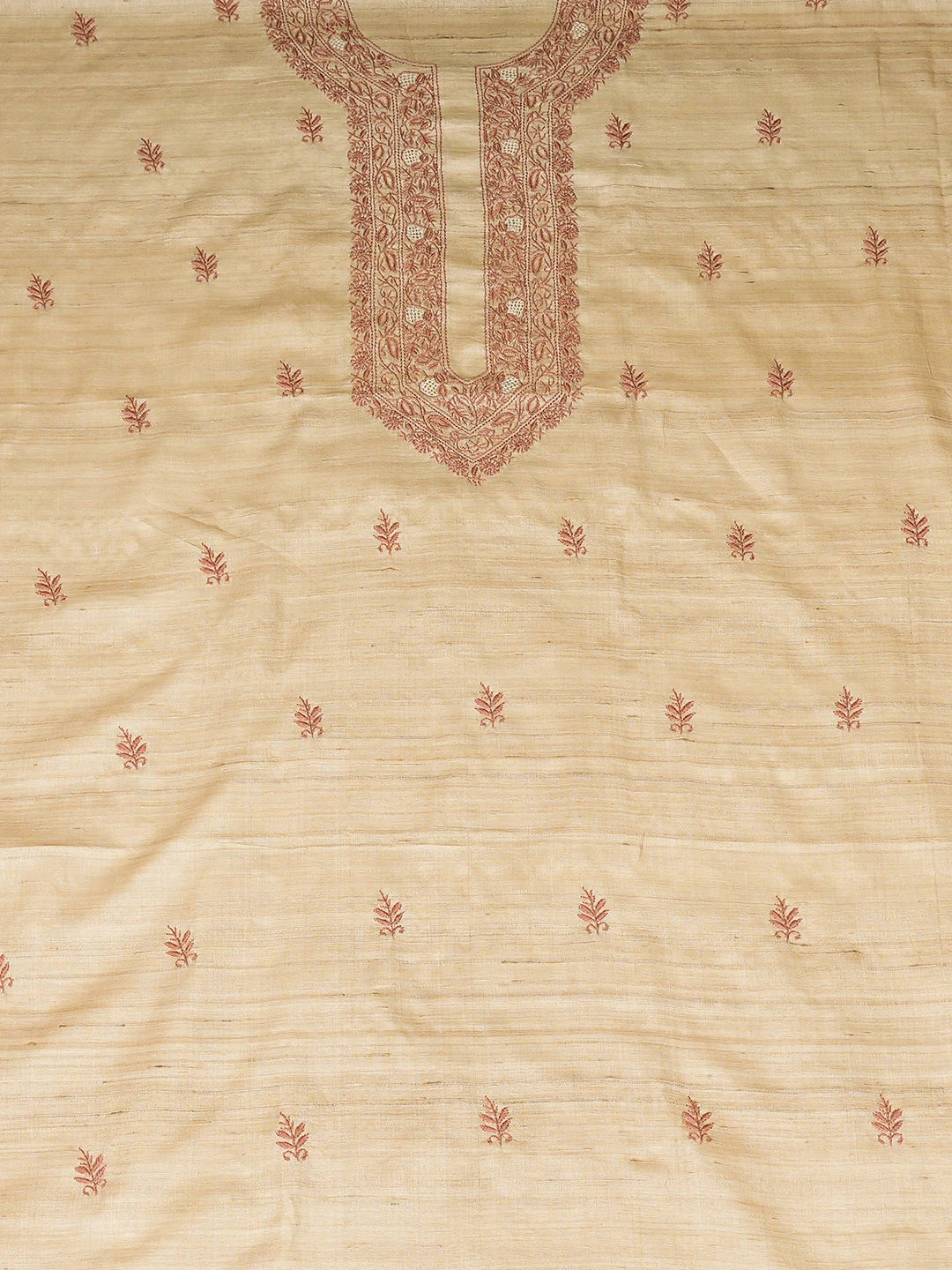 Ada Hand Embroidered Silk Fawn Lucknowi Chikankari Unstitched Men's Kurta 01A941662